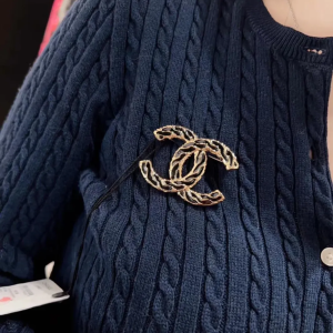 Black Double C Brooch