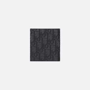 DIOR Vertical Bifold Wallet Black Oblique Jacquard