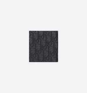DIOR Vertical Bifold Wallet Black Oblique Jacquard