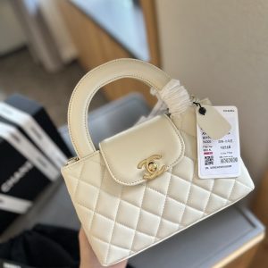 Shiny Aged Calfskin Coral Mini Kelly Shopping Bag