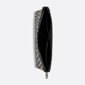 DIOR Pouch Beige and black Oblique jacquard
