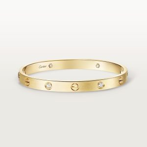 CARTIER LOVE BRACELET, CLASSIC MODEL, BRUSHED, 4 DIAMONDS
