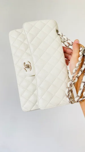 Chanel Small Classic Handbag White For Women, Women's Bags 9.1in/23cm
