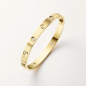 CARTIER LOVE BRACELET, CLASSIC MODEL, BRUSHED, 4 DIAMONDS