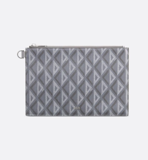 DIOR A5 Pouch Gray Diamond Canvas