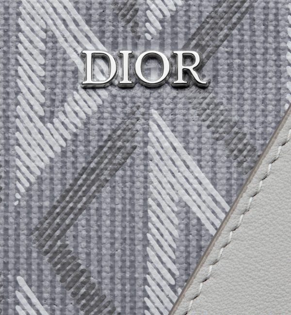 DIOR A5 Pouch Gray Diamond Canvas