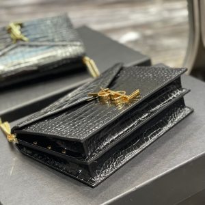 YSL Cassandra Medium Chain Bag In crocodile Embossed Shiny Leather