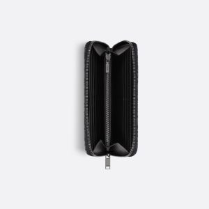 DIOR Zipped Long Wallet  Black Oblique Jacquard