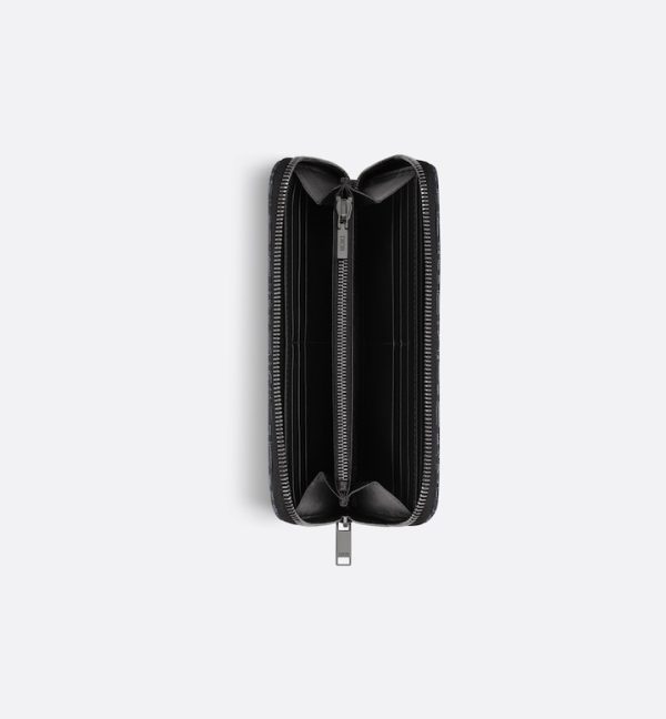 DIOR Zipped Long Wallet  Black Oblique Jacquard