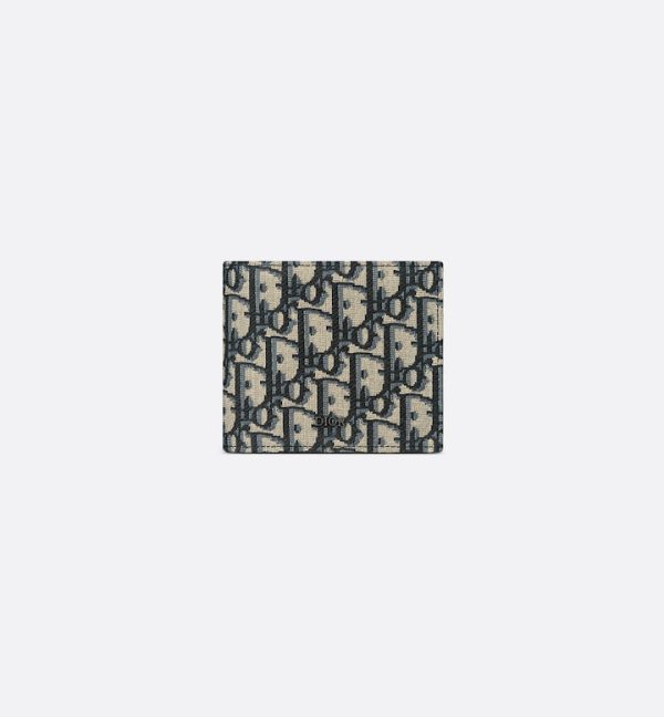 DIOR Compact Wallet Beige and Black Oblique Jacquard