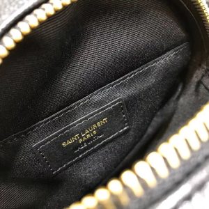 YSL Vinyle Round Camera BAG In Chevron Quilted Grain De Poudre Embossed Leather