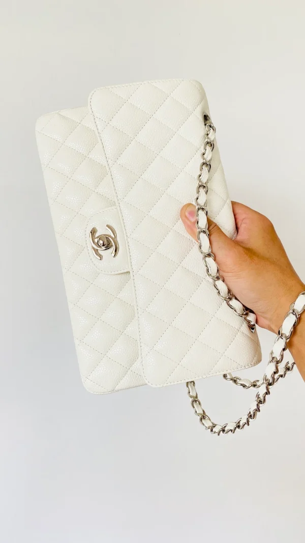 Chanel Small Classic Handbag White For Women, Women's Bags 9.1in/23cm