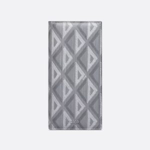 DIOR Vertical Bifold Wallet Gray CD Diamond Canvas