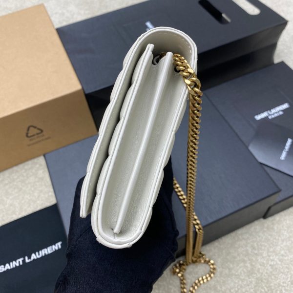 YSL Cassandre Matelassé Carré Chain Wallet IN Lambskin