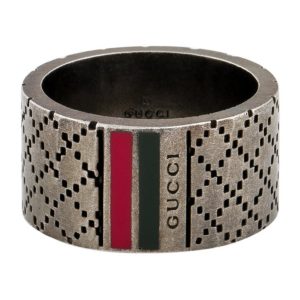 GUCCI Enamel Wide Diamantissima Ring