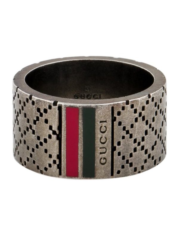 GUCCI Enamel Wide Diamantissima Ring