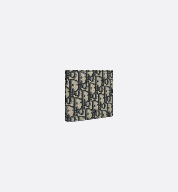 DIOR Compact Wallet Beige and Black Oblique Jacquard