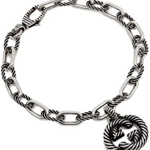 GUCCI SiLVer Bracelet with Interlocking Double G Charm