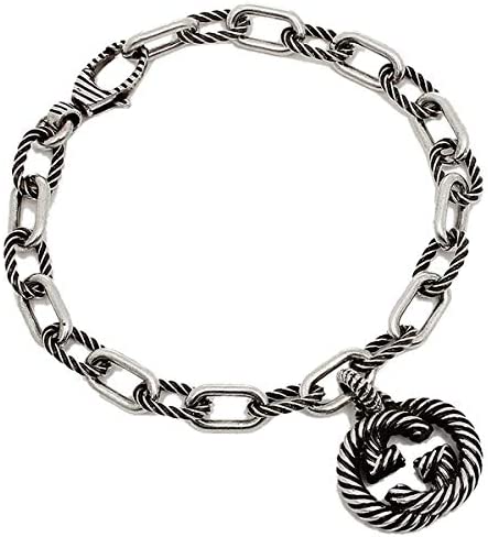GUCCI SiLVer Bracelet with Interlocking Double G Charm