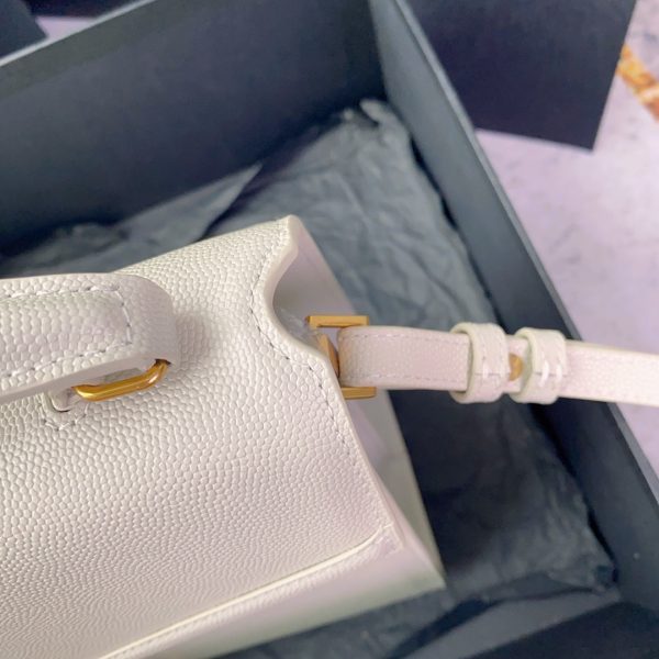 YSL Cassandra Medium Top Handle Bag in Grain Poudre Embossed Leather
