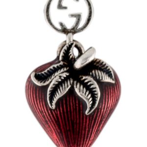 GUCCI Enamel Interlocking G Strawberry Single Earring