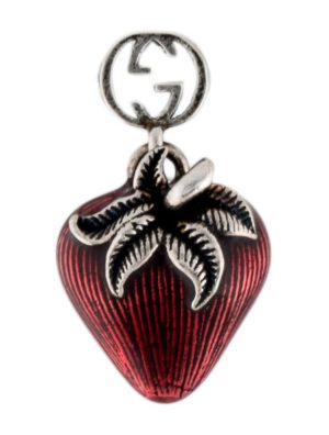 GUCCI Enamel Interlocking G Strawberry Single Earring