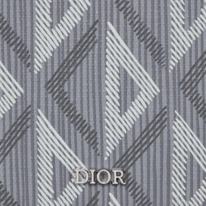 DIOR Vertical Bifold Card Holder Gray CD Diamond Canvas