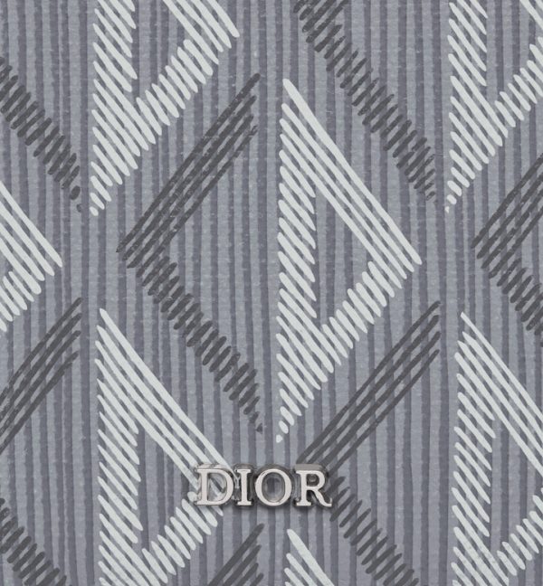 DIOR Vertical Bifold Card Holder Gray CD Diamond Canvas