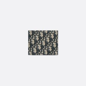 DIOR Wallet  Beige and Black Oblique Jacquard