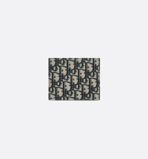 DIOR Wallet  Beige and Black Oblique Jacquard