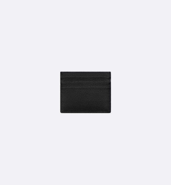 DIOR Saddle Card Holder Black Grained Calfskin Marquetry and Black Oblique Jacquard