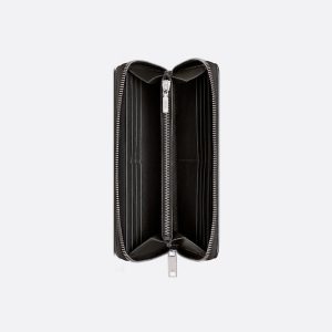 DIOR Zipped Long Wallet  Black Oblique Galaxy Leather
