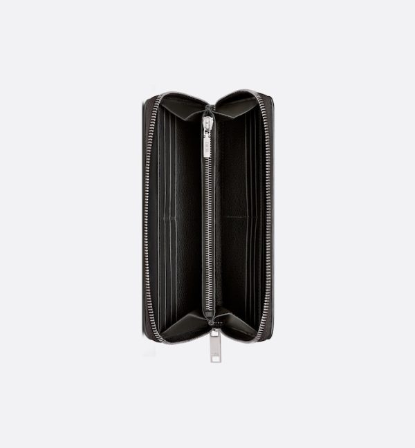 DIOR Zipped Long Wallet  Black Oblique Galaxy Leather
