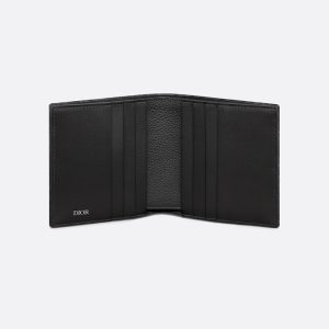 DIOR Vertical Bifold Wallet Black Oblique Jacquard