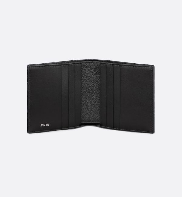 DIOR Vertical Bifold Wallet Black Oblique Jacquard