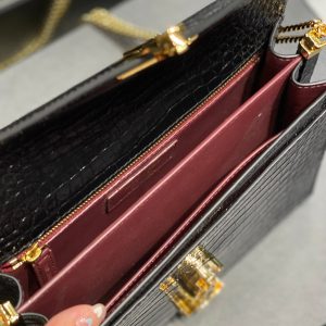 YSL Cassandra Medium Chain Bag In crocodile Embossed Shiny Leather