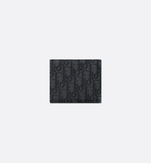 DIOR Compact Wallet Black Oblique Jacquard