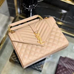 YSL  ENVELOPE MEDIUM BAG IN MIX MATELASSÉ GRAIN DE POUDRE EMBOSSED LEATHER