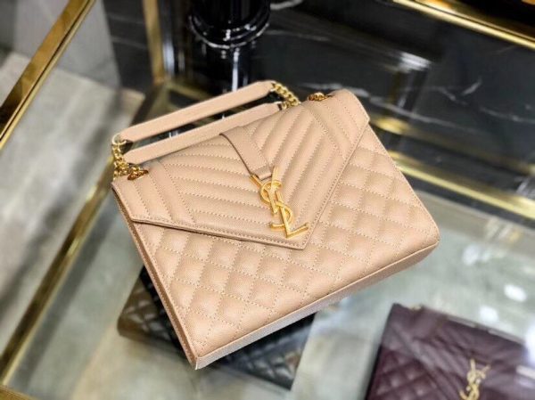 YSL  ENVELOPE MEDIUM BAG IN MIX MATELASSÉ GRAIN DE POUDRE EMBOSSED LEATHER