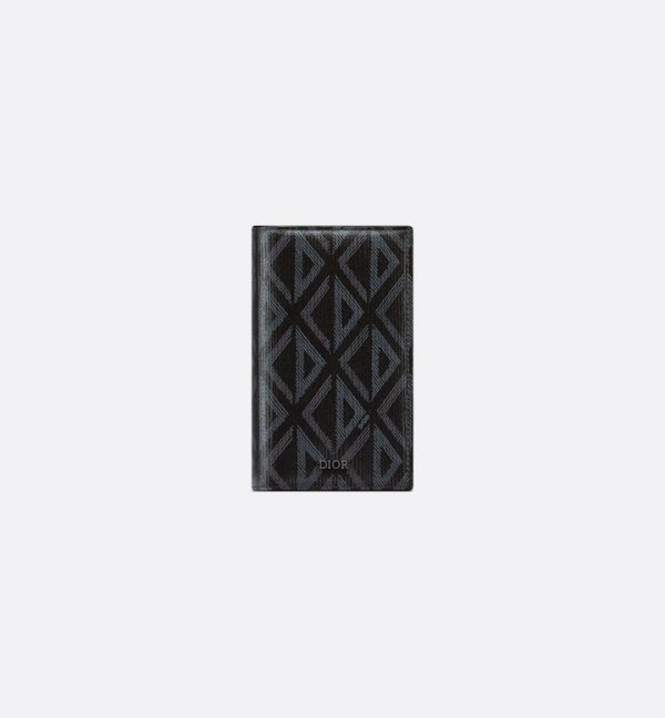 DIOR Long Bifold Card Holder  Black CD Diamond Canvas