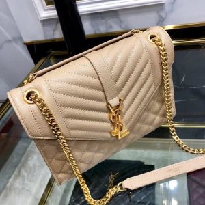 YSL  ENVELOPE MEDIUM BAG IN MIX MATELASSÉ GRAIN DE POUDRE EMBOSSED LEATHER