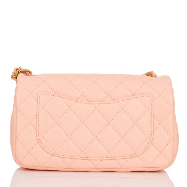 Pearl Crush Mini Rectangular Flap Bag Peach Lambskin Antique Gold Hardware