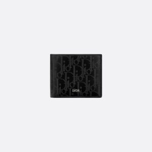DIOR Bifold Wallet  Black Oblique Galaxy Leather