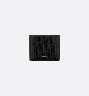 DIOR Bifold Wallet  Black Oblique Galaxy Leather