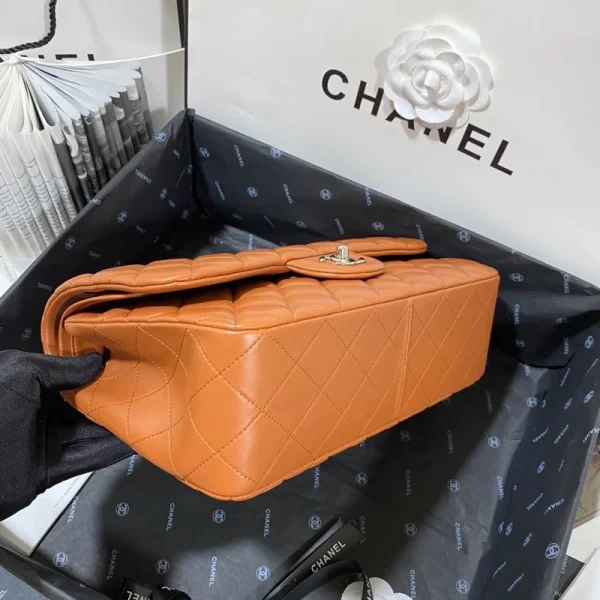 Chanel Large Classic Handbag Silver Hardware Brown For Women, Women's Handbags, Shoulder Bags 11.8in/30cm