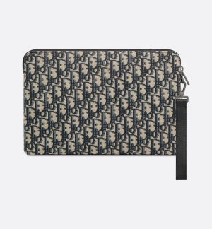 DIOR Pouch Beige and black Oblique jacquard