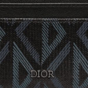 DIOR Card Holder Black CD Diamond Canvas