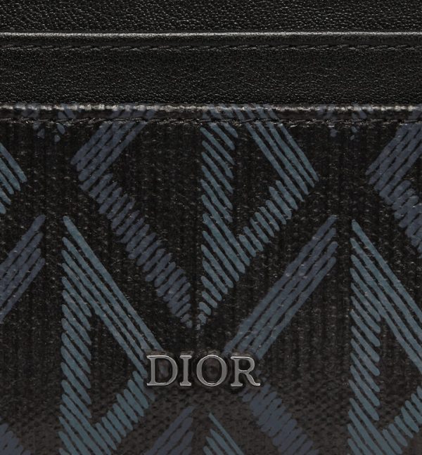 DIOR Card Holder Black CD Diamond Canvas
