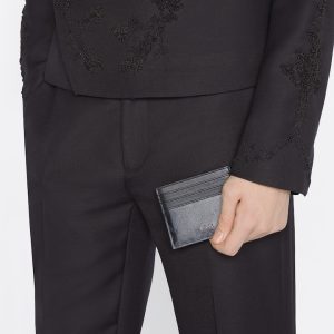 DIOR Card Holder Black CD Diamond Canvas
