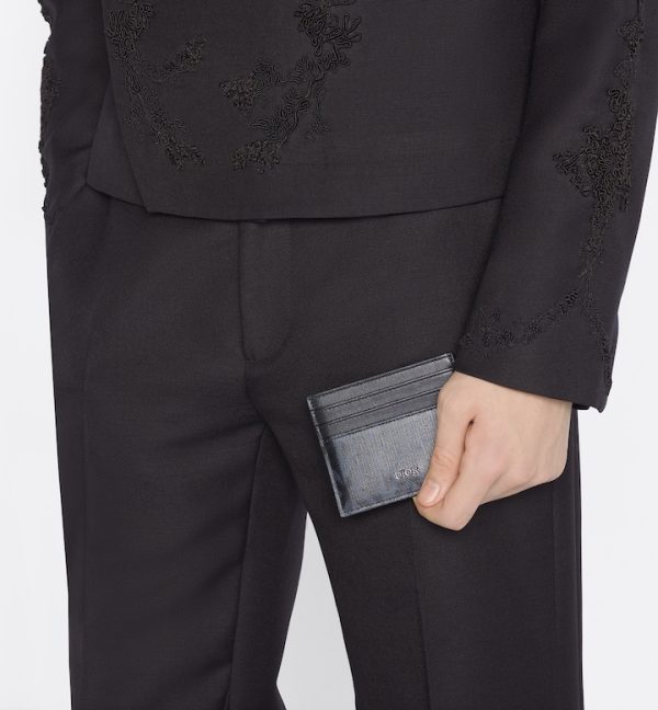DIOR Card Holder Black CD Diamond Canvas